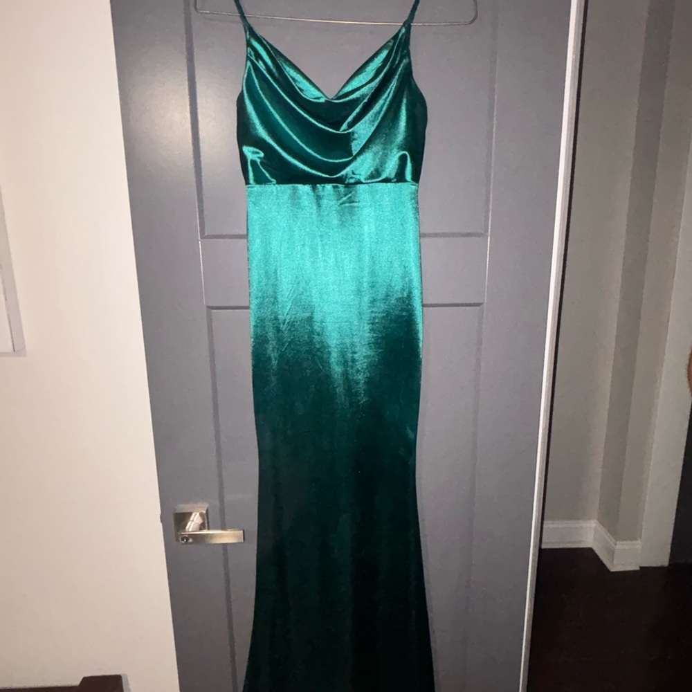 Hello Molly Green Satin Maxi Dress